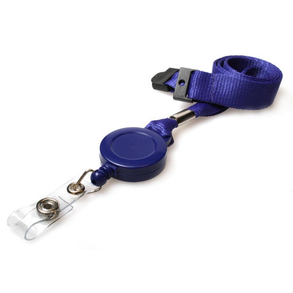 Bilde av Blue 15 mm recycled plain lanyards with yoyo card reel and clear vinyl strap. 60270628 (DE,SE,NO,FI,RO,PL)