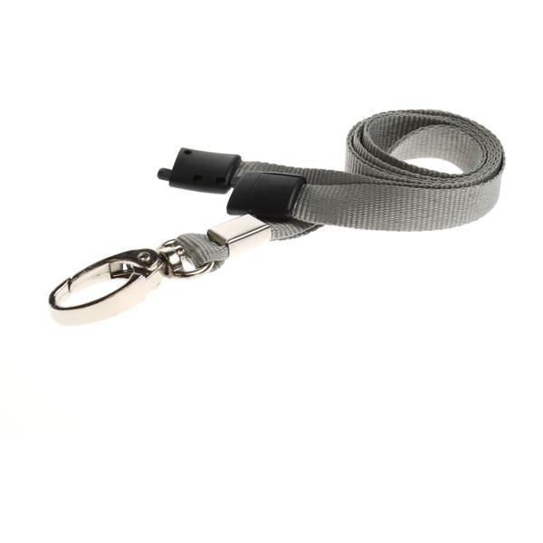 Billede af Grå Lanyard / Halssnor / Keyhanger / Nøglesnor / Halsrem 10 mm med metal karabinhage. 100% polyester. Breakaway / break-away. 60270560